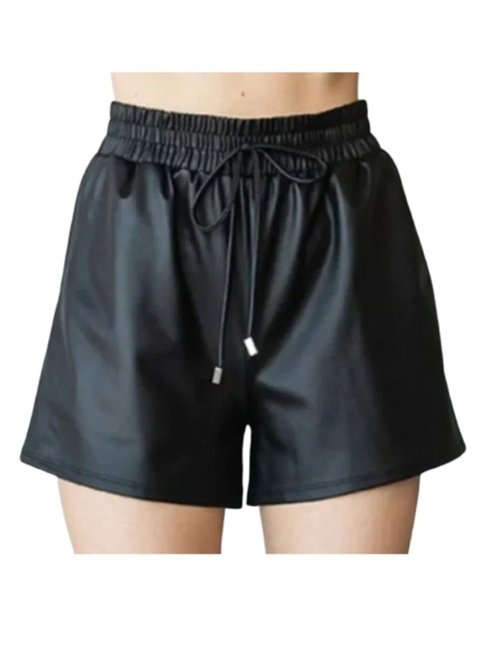 First Love Faux Leather High Waisted Shorts Black Size S